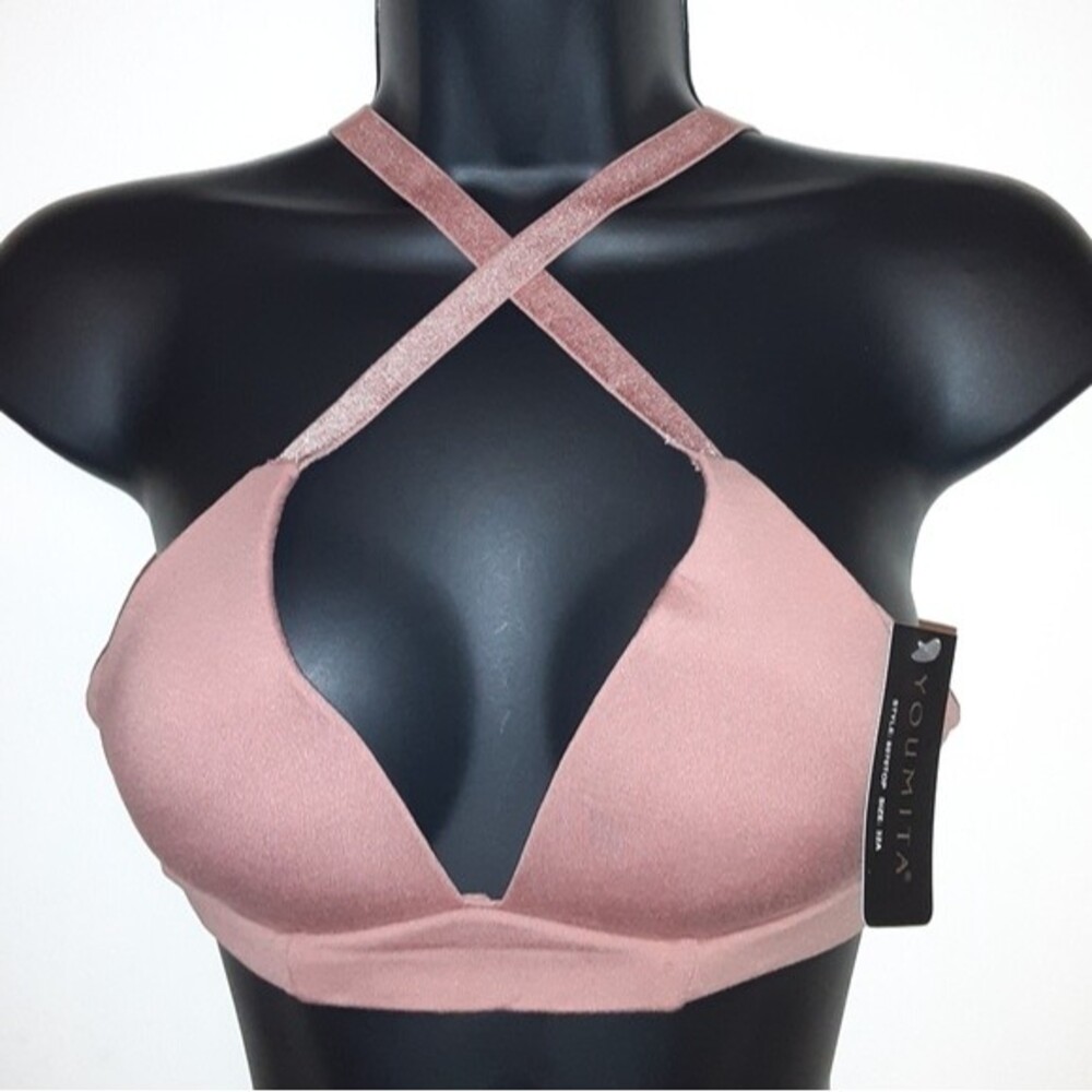 Youmita Lightly Lined Cameo Brown Racerback 32B Bra NWT